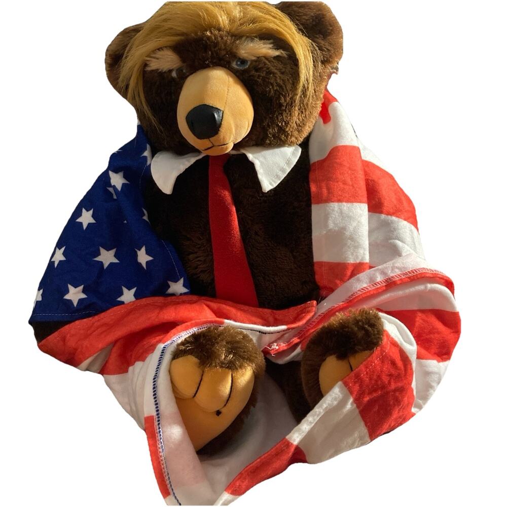 Donald Trump Trumpy Teddy Bear Original Authentic Deluxe 22" Flag